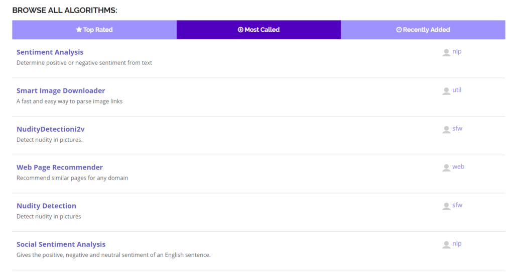 Algorithmia Marketplace