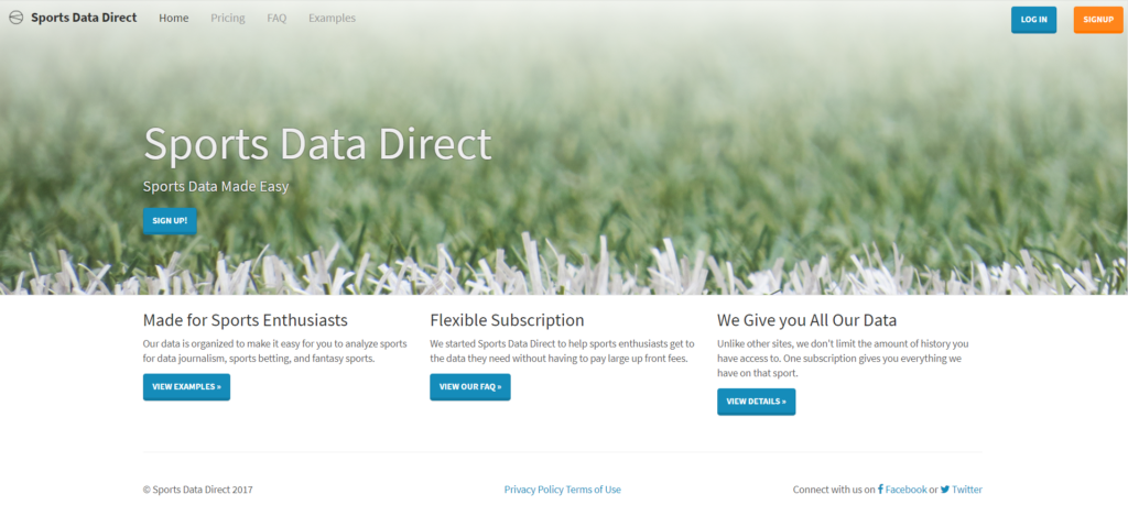 Sports Data Direct Cover Page